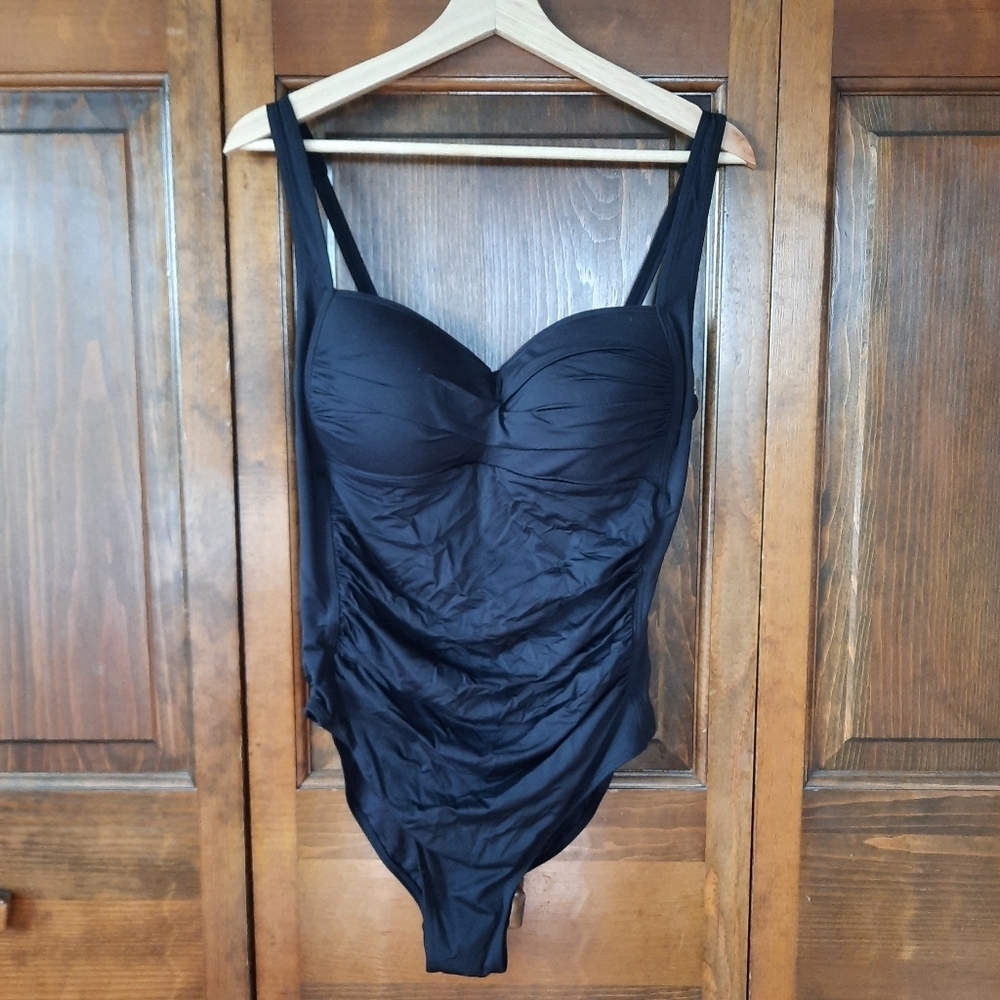 Bond-eye Australia One Piece Ruched Swimsuit Black Swimsuit Size 10 Cup D/DD